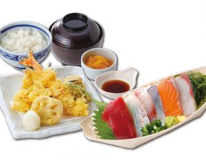 お刺身と天ぷら定食のイメージ